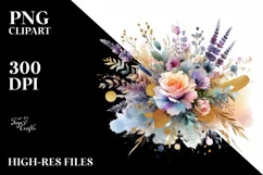 Colorful Abstract Bouquet with Lavender | Watercolor Art Product Image 3