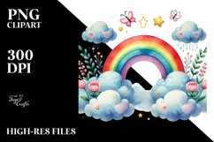 Cute Rainbow Between Clouds PNG Product Image 2