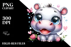 Cute Baby Hippo with Goofy Smile PNG Product Image 2