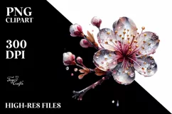 Shiny Glass Cherry Blossom Metalic Watercolor Product Image 1
