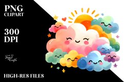 Very Simple Colorful Smiling Cloud PNG Product Image 2