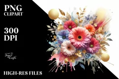 Colorful Bouquet with Gerbera | Sublimation Clipart Product Image 3