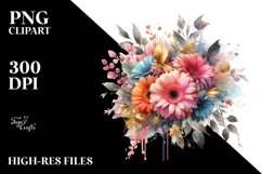 Colorful Bouquet with Gerbera | Sublimation Clipart Product Image 1