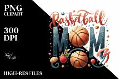 Sporty Basketball MOM Glitter Text | Watercolor Art Product Image 1