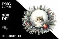 Vintage Christmas Cat PNG Product Image 3