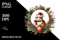 Vintage Christmas Cat PNG Product Image 1