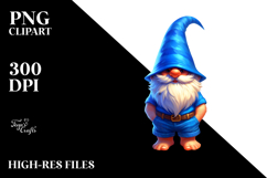 Digital Painting Gnome in Blue Accent Clothes PNG Product Image 2