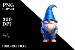 Digital Painting Gnome in Blue Accent Clothes PNG Product Image 2