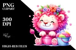 Cute Smiling Pink-Ish Lion PNG Product Image 2