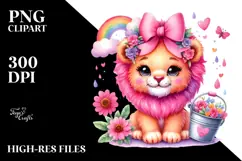 Cute Smiling Pink-Ish Lion PNG Product Image 2