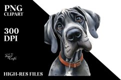 Watercolor Great Dane Thoughtful Smiling Clipart Product Image 1