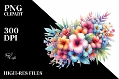 Abstract Colorful Hawayan Flowers PNG Product Image 1