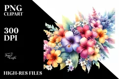 Abstract Colorful Hawayan Flowers PNG Product Image 1