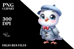 Baby Dove Standing Watercolor Clipart Product Image 2