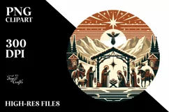 Simple Retro Christmas Nativity Scene PNG Product Image 2