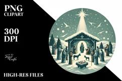 Simple Retro Christmas Nativity Scene PNG Product Image 2