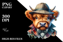 Investigative Baby Highland Cow PNG Product Image 2