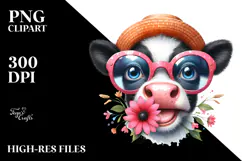 Funny Cow with Flower PNG Product Image 2