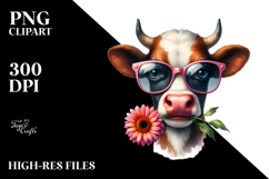 Funny Cow with Flower PNG Product Image 2