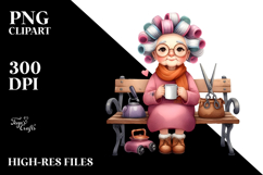 Old Lady Watercolor Character Clipart Product Image 2