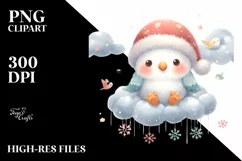 Winter Baby Parrot on Cloud PNG Product Image 3