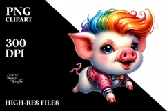 Cute Baby Pig Running PNG Product Image 1