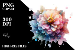 Abstract Pastel Shiny Zinnia PNG Product Image 2