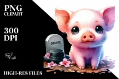 Adorable Baby Pig Drawing Clipart Product Image 1