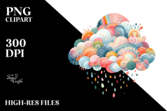 Simple Colorful Smiling Cloud PNG Product Image 2