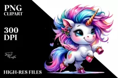 Cute Baby Unicorn Dancing PNG Product Image 1