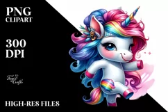 Dancing Baby Unicorn Watercolor PNG Product Image 3