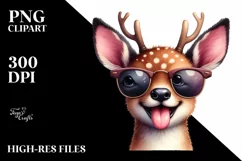 Funny Deer Sunglasses Tongue | Sublimation Clipart Product Image 3