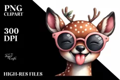 Funny Deer Sunglasses Tongue | Sublimation Clipart Product Image 1