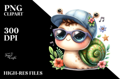 Energetic Baby Snail with Cool Haircut PNG Product Image 2