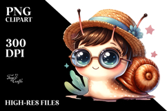 Energetic Baby Snail with Cool Haircut PNG Product Image 2