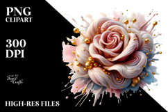 Abstract Glossy Rose with Golden Inserts PNG Product Image 2