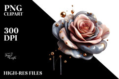 Abstract Glossy Rose with Golden Inserts PNG Product Image 2