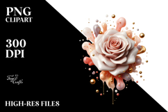 Abstract Glossy Rose with Golden Inserts PNG Product Image 2