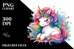 Colorful Baby Unicorn Big Eyes | Clipart Product Image 1