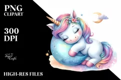 Colorful Baby Unicorn Whimsical Clipart Product Image 3