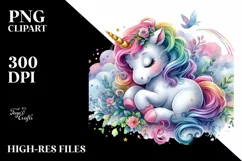 Colorful Baby Unicorn Whimsical Clipart Product Image 1