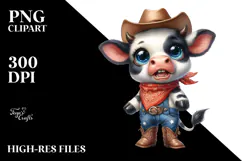 Watercolor Baby Cow Standing with Bandana and Boots Product Image 2