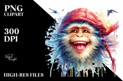 Funny Monkey Portrait Tongue Out | Sublimation Clipart Product Image 3