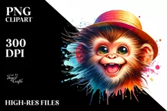 Funny Monkey Portrait Tongue Out | Sublimation Clipart Product Image 1