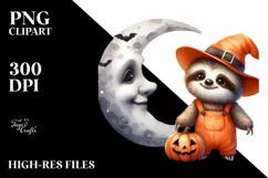 Cute Baby Sloth on Moon, High-Res PNG Product Image 1