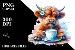 Colorful Baby Highland Cow PNG Product Image 2