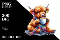 Watercolor Highland Cow Tea PNG Product Image 3