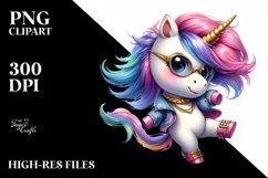 Cute Baby Unicorn Dancing PNG Product Image 1