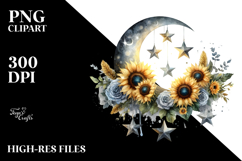 Washed Half Moon with Sunflowers PNG Product Image 2