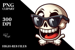 Goofy Sugar Skull with Oversized Sunglasses, Vector Art Product Image 2